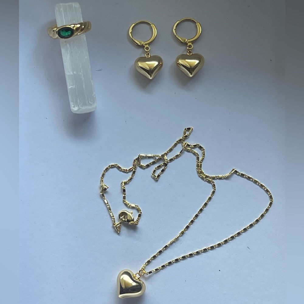 Chunky heart necklace / earrings
